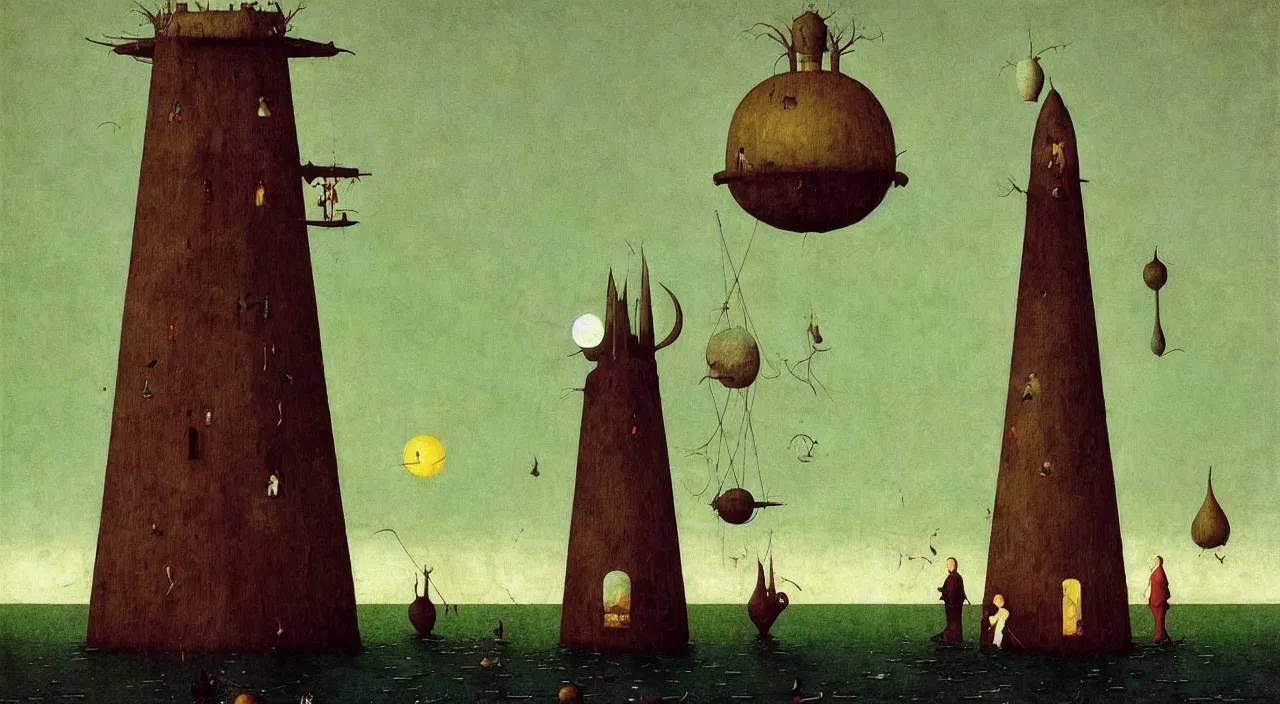 Image similar to single flooded simple!! pole gourd tower anatomy, very coherent and colorful high contrast masterpiece by norman rockwell franz sedlacek hieronymus bosch dean ellis simon stalenhag rene magritte gediminas pranckevicius, dark shadows, sunny day, hard lighting