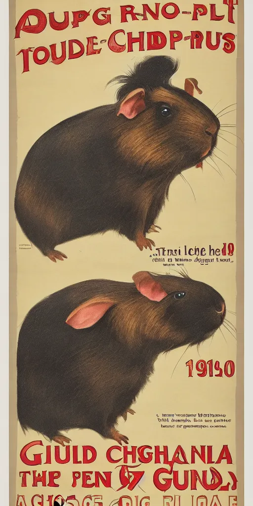 Image similar to a 1 9 1 0 s poster advertising a guinea pig show