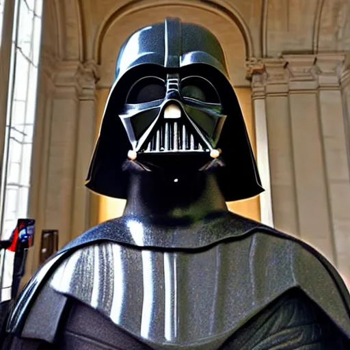 Prompt: sculpture of darth vader in the louvre, by michelangelo