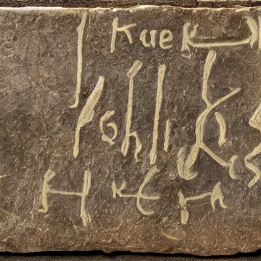 Prompt: Soyjak Wojak inscribed on a slate being given to the King of Mesopotamia by a time traveller