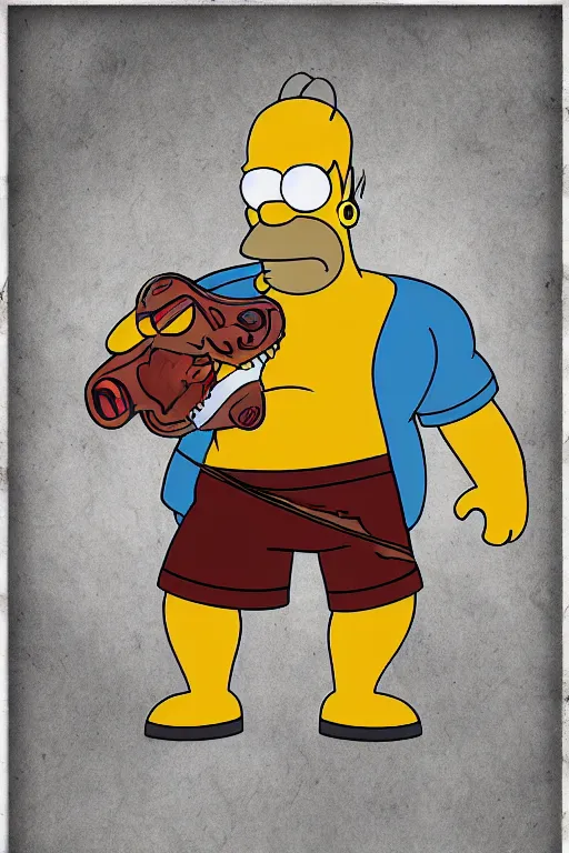 Prompt: Homer Simpson as Kratos, brutal, detailed realistic, photorealistic, full body