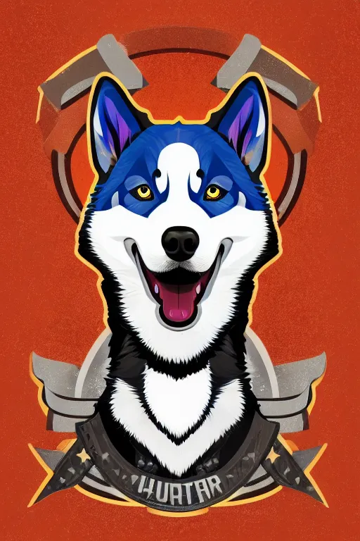 Image similar to A portrait of a gangster husky, sticker, highly detailed, colorful, illustration, smooth and clean vector curves, no jagged lines, vector art, smooth