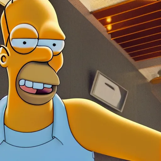 Prompt: Homer Simpson, hyperrealistic, high res, octane render, cinema4D, volumetric lighting, 8k