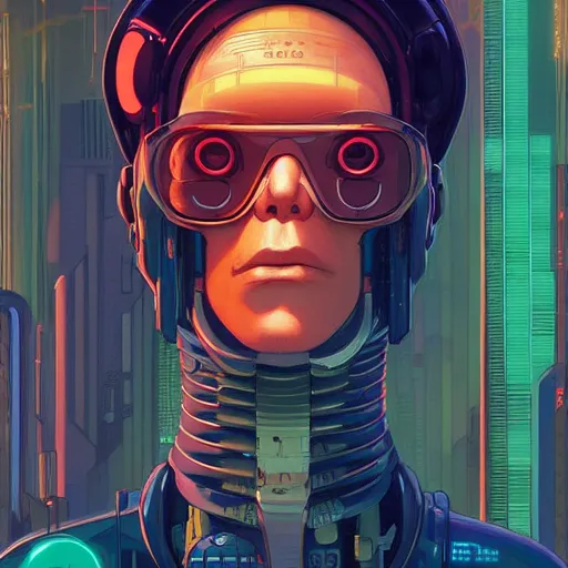 Image similar to h 0 c 0 k futurama cyberpunk portrait by gaston bussierre and charles vess and james jean and erik jones and rhads, inspired by ghost in the shell, beautiful fine face features, intricate high details, sharp, ultradetailed