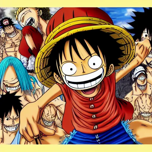 Prompt: luffy and the one piece, anime artwork