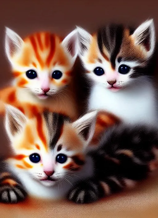 Prompt: clear photorealistic picture of adorable kittens made out of sushi