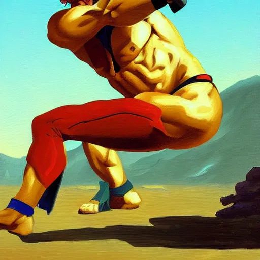 Image similar to an oil painting of Vega from street fighter in the style of Frederic Remington