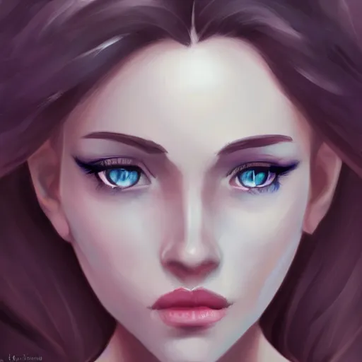 Prompt: portrait of a woman with ice blue eyes, by deepfry on artstation