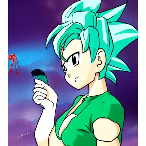 Prompt: Bulma from Dragon Ball, Anime Style