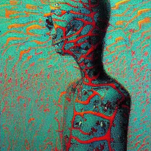 Image similar to by Zdislav Beksinski psychedelic pattern's with high definition details, ultra high resolution, lot of details, denoise