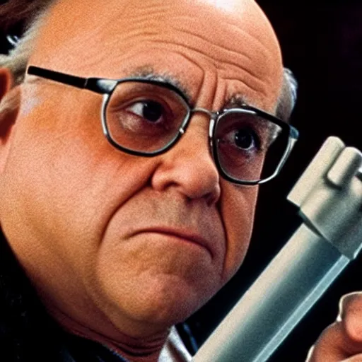 Prompt: movie still of Danny DeVito as Luke Skywalker with lightsaber