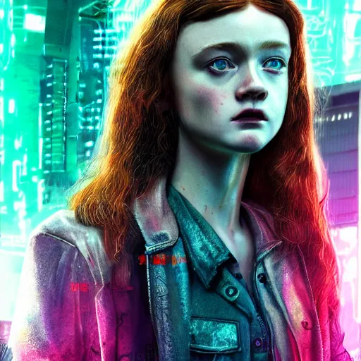 Prompt: sadie sink in cyberpunk style digital art very detailed 4 k detailed super realistic