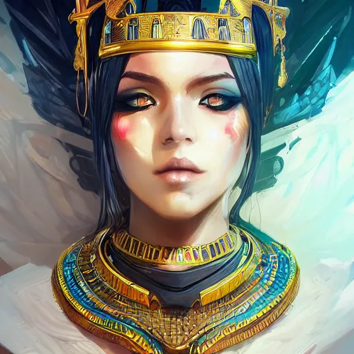 Prompt: a portrait of a necromancer queen cleopatra, by tite kubo and guweiz, dramatic lighting, manga cover, highly detailed, incredible quality, trending on artstation