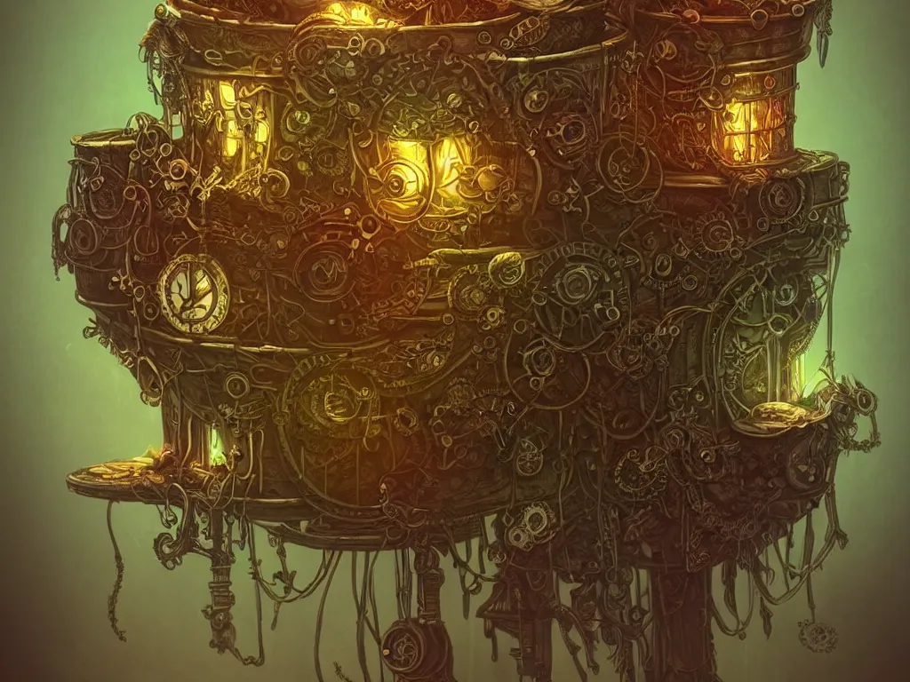 Image similar to an angry plant pot cushion. steampunk, intricate, elegant, fantasy, highly detailed, digital painting, concept art, sharp focus, illustration, beautiful lighting, epic light, artstation, colorful, dramatic