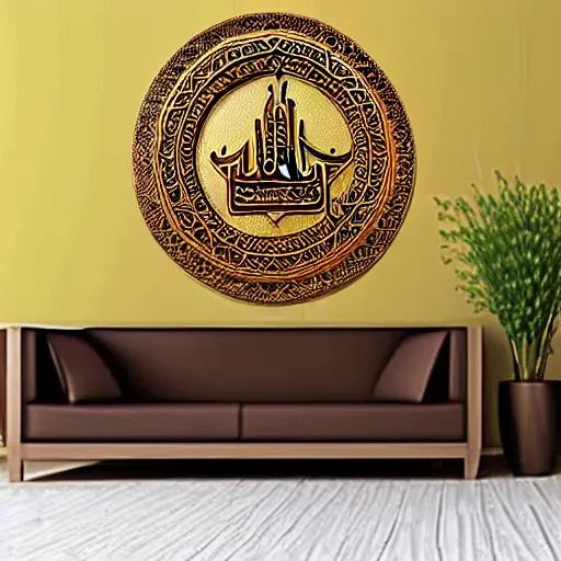 Image similar to gorgeous ornated bronze realistic detailed makkah city wall decoration with filigree, islamic calligraphy