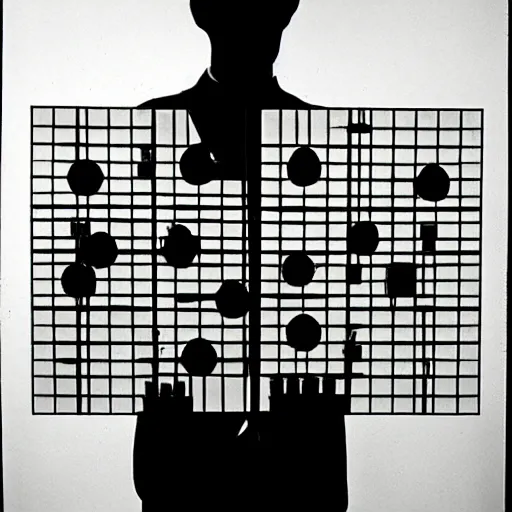 Image similar to a minimalist portrait of Marcel Duchamp holding computer cables and chess piece in the style of Alfredo Jaar, Richard Avedon, Irving Penn, Hito Steyerl, Akira Kurosawa, Shinya Tsukamoto, wide angle, monochrome, futuristic tetsuo