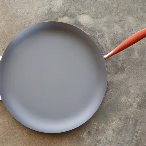 Prompt: minimal iron cast pan inspired by Philippe Starck