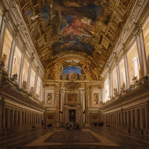 Prompt: Paint the secrets inside the Vatican, Trending artstation, cinematográfica, digital Art