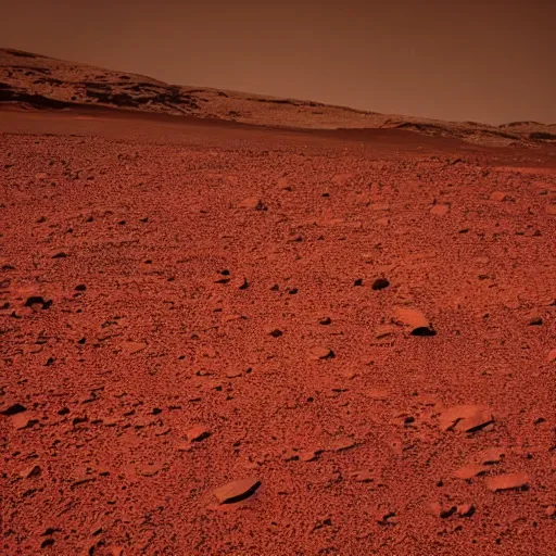 Image similar to photo taken on the surface of a rocky sandy red planet during the night that has many colorful stars visible in the night sky
