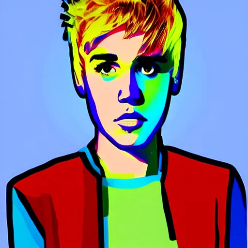 Image similar to pop art of justin bieber