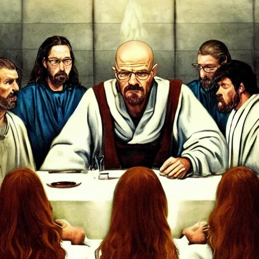 Image similar to Walter White at the last supper