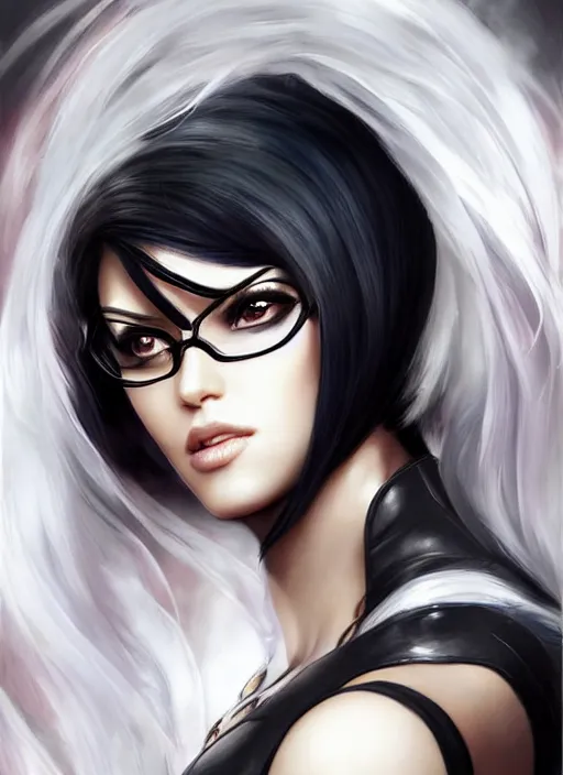 Image similar to beautiful portrait of a gorgeous personal trainer who looks like Bayonetta, character design by Ross Tran, artgerm detailed, soft lighting