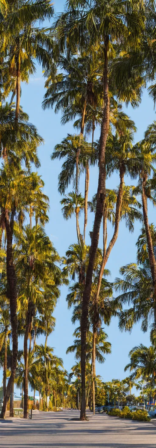 Image similar to depth of field photo of sidewalk with bike path, palm trees, accessible for the disabled, by professional photographer, 8 k resolution, photo, high quality