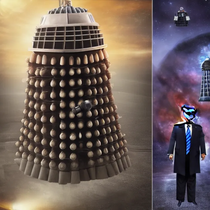 Image similar to donald trump as a dalek from doctor who, photorealistic, 4 k hd