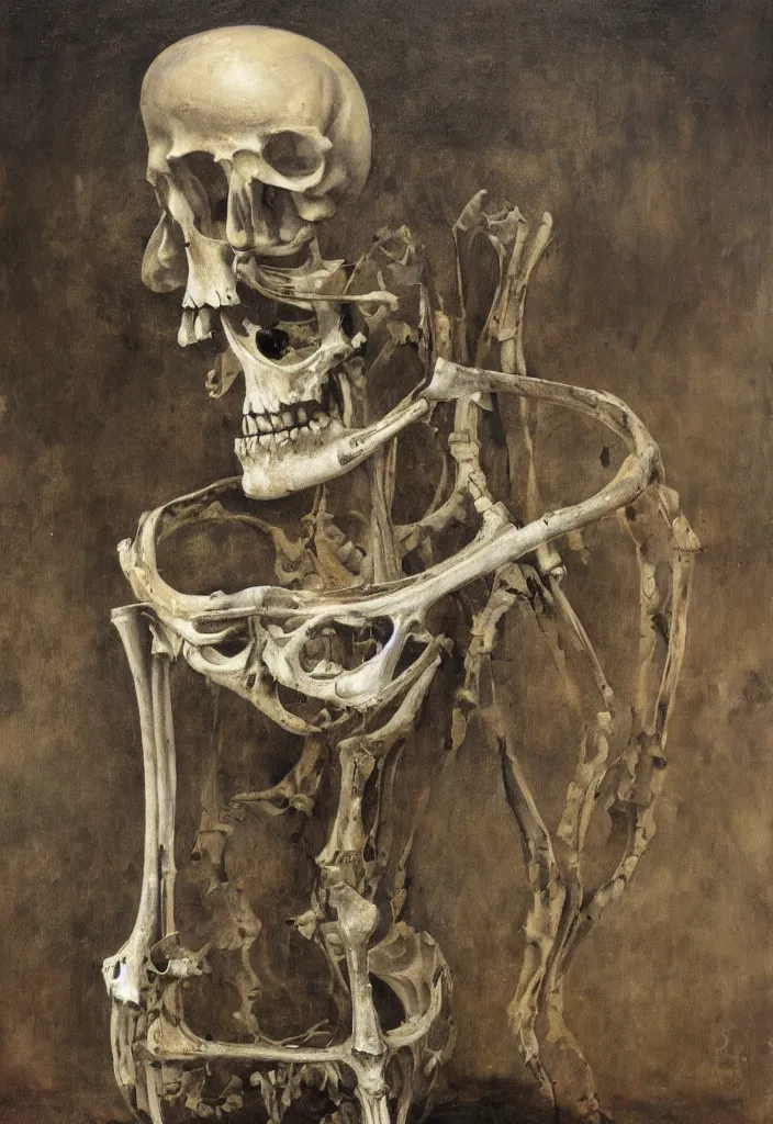Prompt: an hour glass made of human bones, dark, fantasy, concept art, oil on canvas
