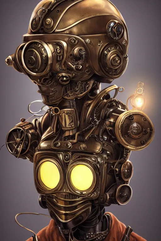 Image similar to steampunk helmet fantasy art mask robot ninja stylized digital illustration sharp focus, elegant intricate digital painting artstation concept art global illumination ray tracing advanced technology chaykin howard and campionpascale and cooke darwyn and davis jack