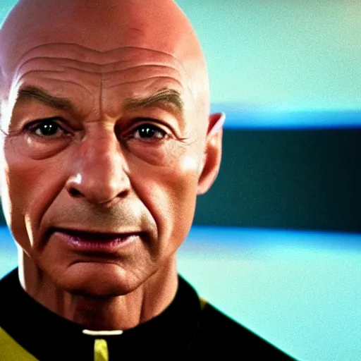 Image similar to a still of 2 1 savage as captain picard in star trek the next generation, 8 k