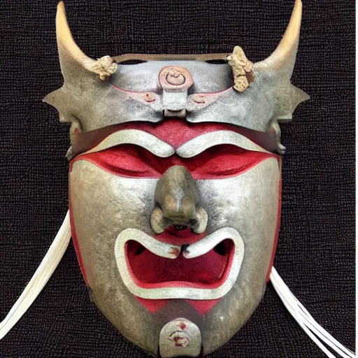 Image similar to japanese samurai mask with a dragon motive