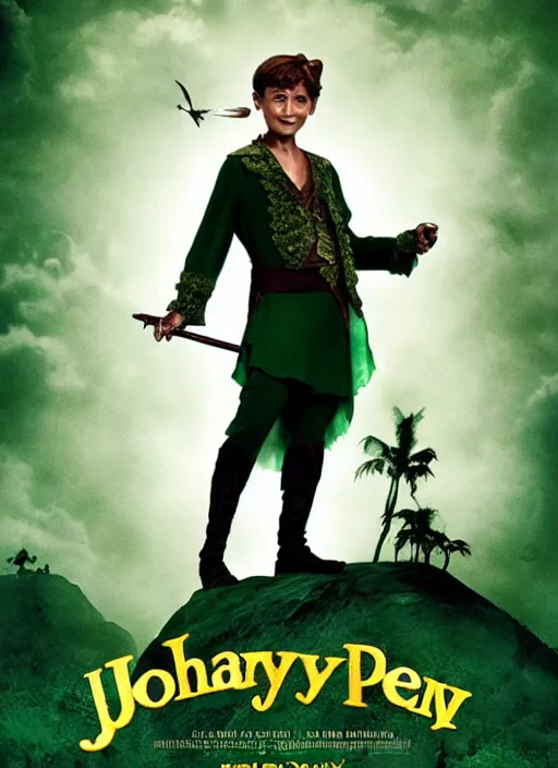 Prompt: johny depp as Peter Pan,movie poster