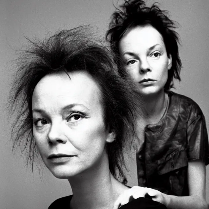 Prompt: epic beautiful young laurie anderson in 1 9 8 2 hd portrait leica zeiss trending