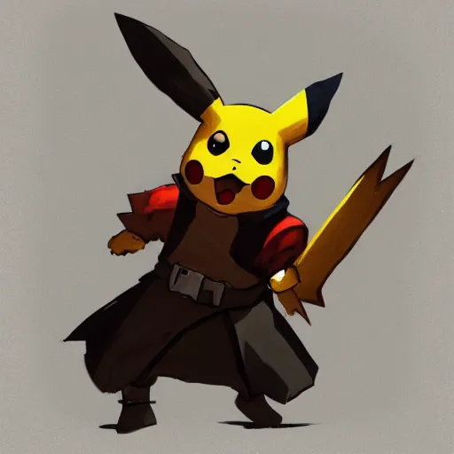 Prompt: Pikachu as a dark souls boss, digital art in the style of Greg Rutkowski and Craig Mullins, 4k