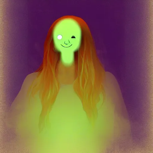 Image similar to smiling ghost portrait, digital art