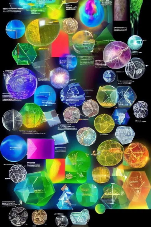 Image similar to a collection of prisms of all the chemical elements in the world