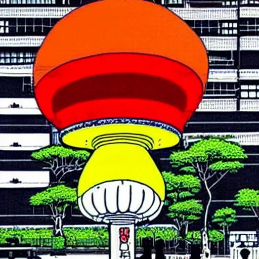 Prompt: nuclear mushroom in Tokyo by Toshio Saeki high detailed, view from street