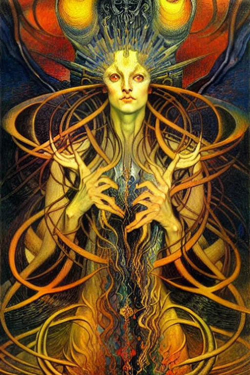 Image similar to Divine Chaos Engine by Karol Bak, Jean Delville, William Blake, and Vincent Van Gogh, symbolist, visionary