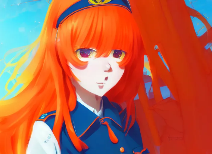 Prompt: anime orange-haired girl with in a Soviet pioneer uniform, colorful, omoide emanon, tsuruta kenji, murata range, pixiv, vibrant, Karolis Strautniekas, James Jean, Yanjun Cheng, art deco, art nouveau, digital art, enchanted, owls, kyoto animation