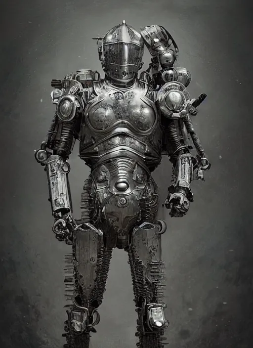 Prompt: daguerreotype portrait of a futuristic silver armored knight district 9 cyborg, in the style of annihilation, modern fine art, fractal, intricate, elegant, highly detailed, digital photography, subsurface scattering, by jheronimus bosch and greg rutkowski,