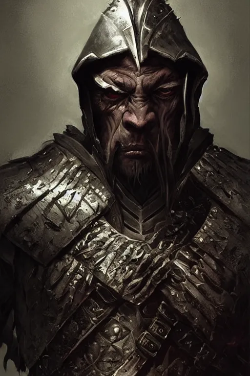 Prompt: A portrait of an evil looking orc assassin in leather Master assassin's armor, video game concept art by Wizards of the Coast, Magic The Gathering, Blizzard, Games Workshop, Greg Rutkowski, Craig Mullins, WETA, Elder Scrolls.