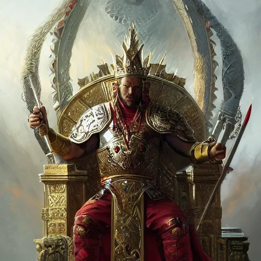 Stunning portrait of a warrior king. He wears an, Stable Diffusion