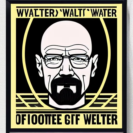 Prompt: Walter White depicted in an old style propaganda poster