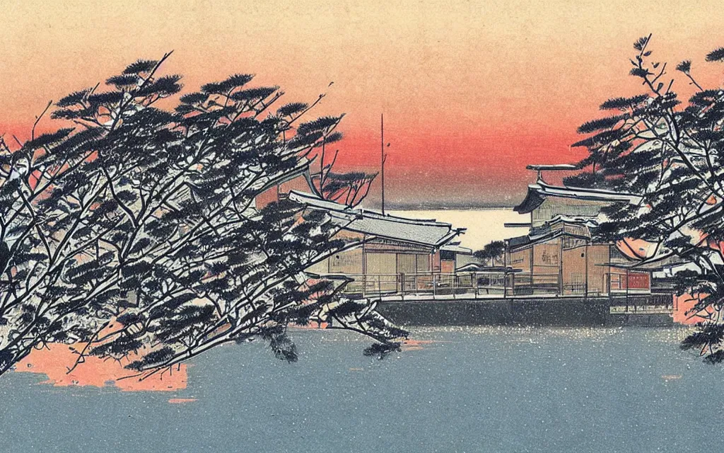 Image similar to 🌅 🌨 ❄🌼. shin - hanga.