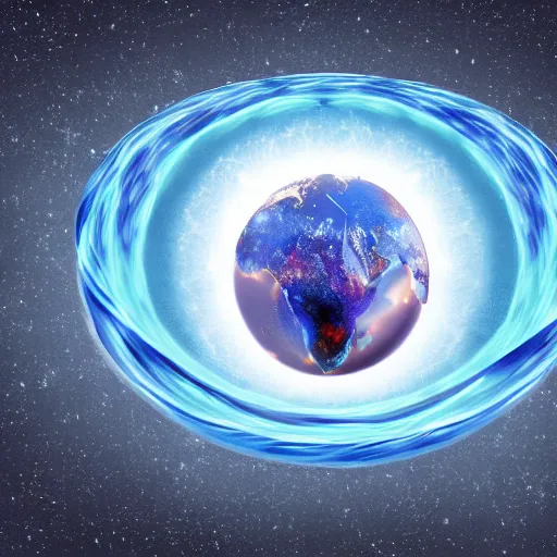 Image similar to water, fire, earth and air in one element, swirling around in a sphere