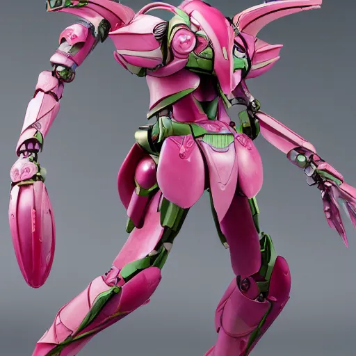 Prompt: futuristic nymphaea themed mecha waterlily upper body, sepals forming helmet, highly detailed, nymphaea, 8 k hd resolution, barbatos custom gundam with floral inlay, bandai box art, star wars, makoto kobayashi, frank gehry, raymond swanland