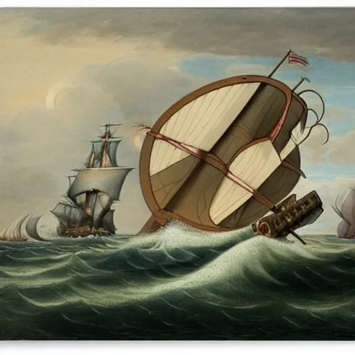 Prompt: seamonster attacking a ship, by george philip reinagle