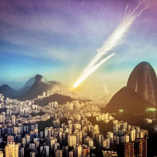 Prompt: rio de janeiro being attacked by aliens