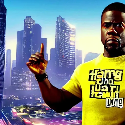 Image similar to kevin hart in the style of gta 5 loading screen